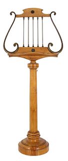 Vintage Lyre-Shaped Wood Sheet Music Stand