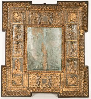 Early Mirror, Gilt Decorated w Classical Figures