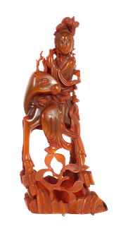 Antique Chinese Amber Horn Carving of Guanyin