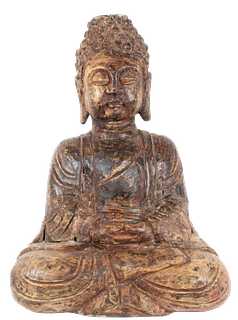 Large Carved Wood Seated Buddha