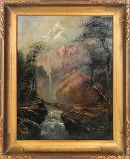 American Signed 19th C Western Mountain Landscape