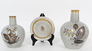 (3) Royal Copenhagen Crackle Ware Porcelain Pieces
