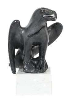 Stone Carved Crow Sculpture