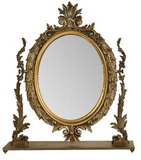 Antique French Bronze Tabletop Vanity Mirror