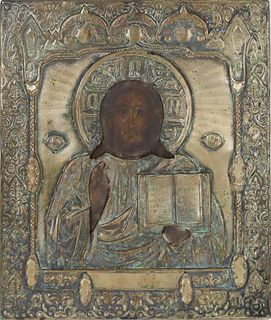 Antique Russian Icon, "Christ Pantocrator"
