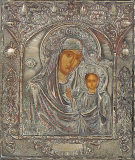 Antique Russian Icon, Madonna & Child