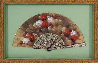 Antique Framed Hand Painted Fan