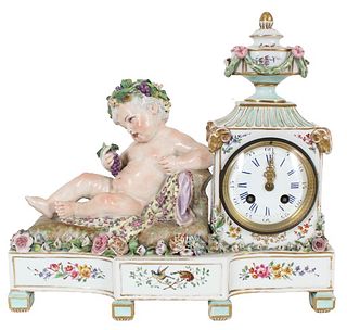 Meissen "Bacchus" Porcelain Figural Mantel Clock