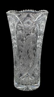 Large Cut Crystal Clear Glass Vase