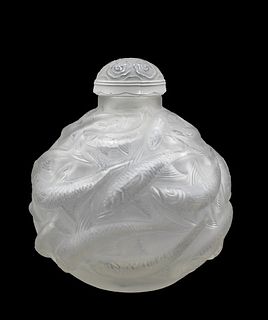 Lalique Frosted Fish "Oleron" Vase & Stopper