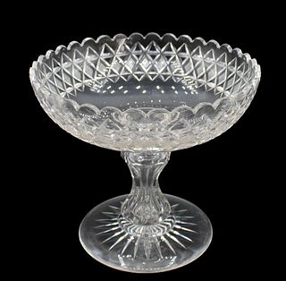 Large Cut Crystal Glass Pedestal Compote