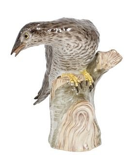 German Meissen Porcelain Bird on Branch Pedestal