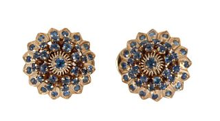 Pair of 14 K Sapphire Stud Earrings