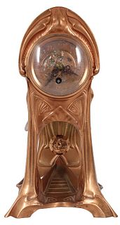 Copper-Finish Clock w Engraved Nude Woman