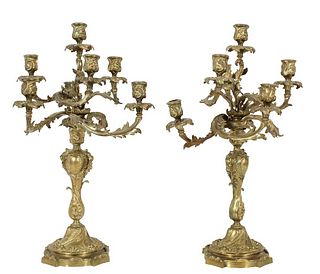Pair of Large French Gilt Candelabras
