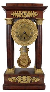 Dupont Paris Gilt Mounted Column Portico Clock