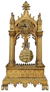 19th C. Ornate Gothic Revival French Mantel Clock