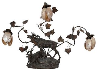 French Art Nouveau Steer Figural Lamp