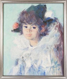 Jose Luis Moran (b 1924) Spanish, Oil Portrait