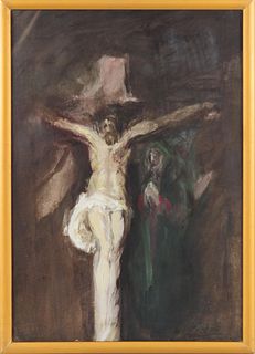 Russian 20th c Abstract Symbolist Christ, Oil