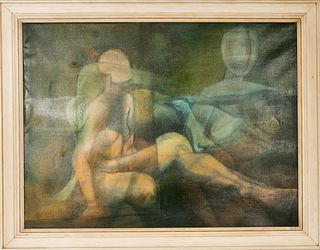 Mid-Century Surrealist Nude Oil Painting