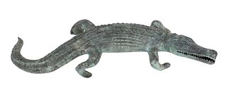 Vintage Brass Sculpture of Alligator, Good Patina