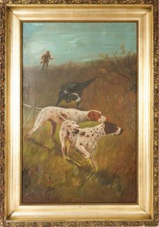 Vintage American Hunting Dog Oil Painting