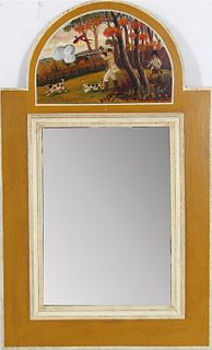 Small Mirror w Hand-Painted Hunting Scene