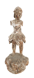 Ancient Carved Wood Figure of Roman Soldier