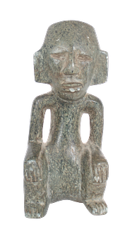 Pre Columbian Stone Figure of a Seated Man
