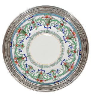 Royal Worcester Porcelain & Sterling Silver Plate