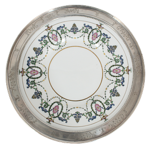 Minton Porcelain Plate w Sterling Silver Rim
