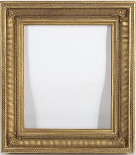 American 19th C Gilded Fluted Cove Picture Frame