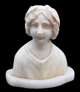 Carved Alabaster Bust of a Woman w Laurel Crown