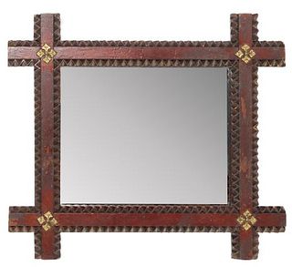 American Tramp / Folk Art Carved Mirror