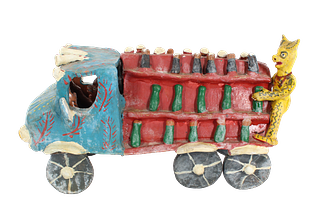Large Vintage Mexican Ceramic Folk Art Truck