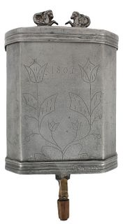 Dated 1803 Engraved Pewter Lidded Container