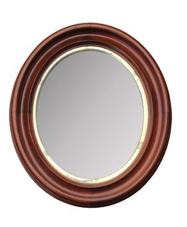 Antique American Oval Walnut Framed Mirror