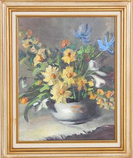 Still Life Floral Arrangement, Oil on Canvas
