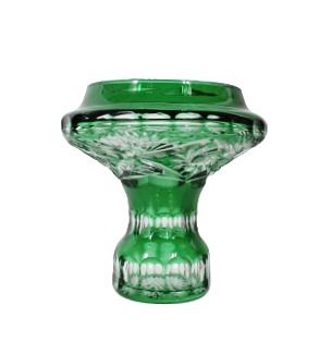 Green Cut to Clear Glass Container/Vase