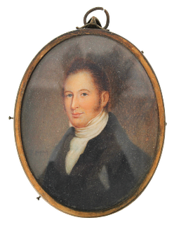 19th C Miniature Oval Portrait of a Gentleman
