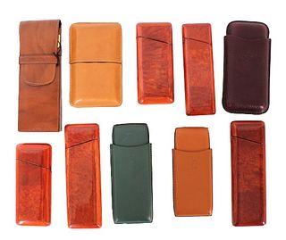 (10) Cigar Wood & Leather Cases