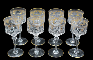 (8) Set of Gilt Crystal Cordial Glasses
