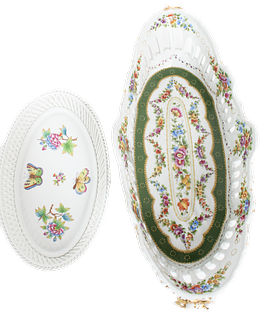 (2) Pair of Herend Porcelain Bread Bowls