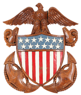 Wood Carved U.S. Navy Eagle Shield