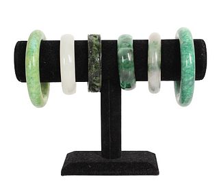(6) Chinese Green Stone Bracelets
