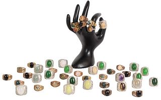 Large Collection of Costume Inset Stone Rings