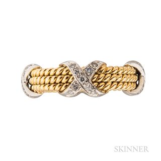 Tiffany & Co., Schlumberger, 18kt Gold, Platinum, and Diamond "Rope" Ring