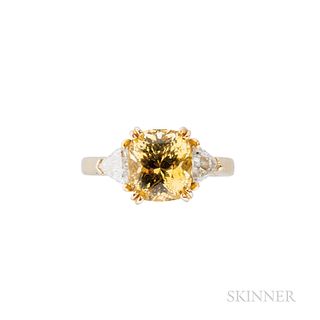 18kt Gold, Yellow Sapphire, and Diamond Ring