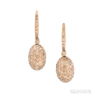 18kt Gold and Colored Diamond Earrings